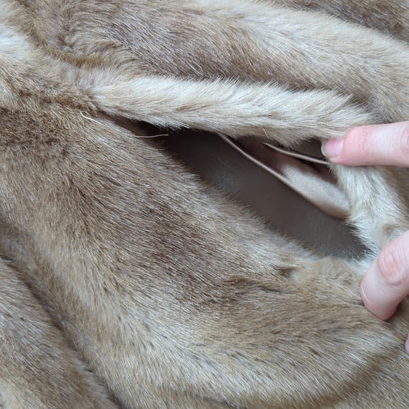 Vintage 1960s Faux Fur Beige Mink Style Cropped Coat Cut Fur Tissavel - Picture 5 of 10